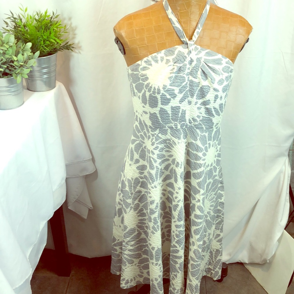 J Crew Embossed Cotton Halter Dress Fully Lined